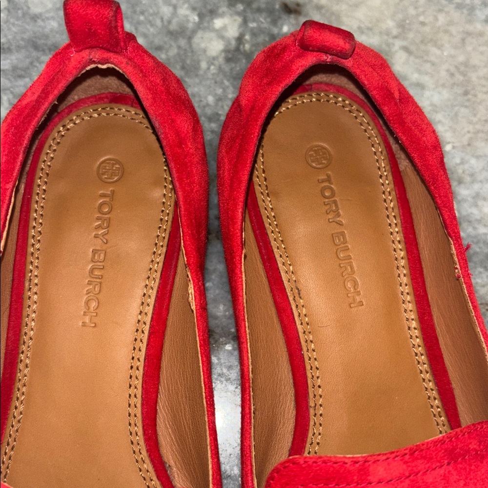 Tory Burch Red Suede Loafers - Picture 5 of 5